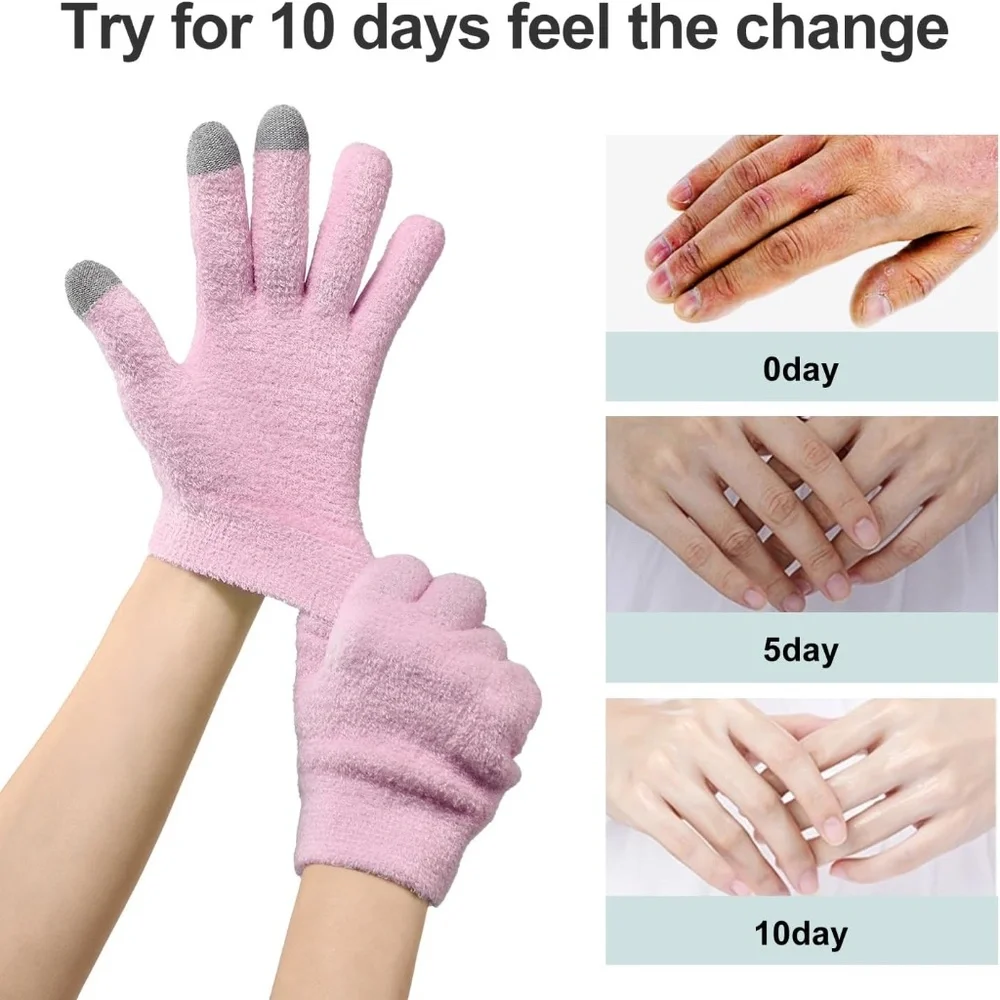 Pink Touchscreen Silicone Moisturizing Gloves